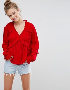 Повседневная блузка из жатой ткани ASOS - Красный