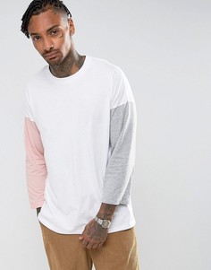 Оверсайз-футболка с контрастными рукавами ASOS - Белый