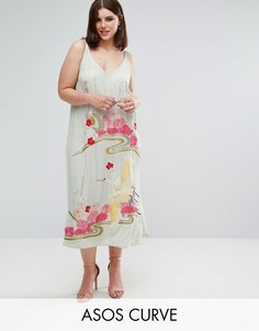 Платье-комбинация с вышивкой ASOS CURVE PREMIUM - Зеленый