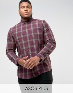 Узкая эластичная рубашка в клетку ASOS PLUS - Красный