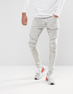 Светло-серые супероблегающие джинсы в байкерском стиле ASOS - Серый