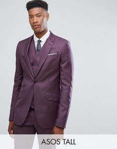 Сиреневый приталенный пиджак из 100% шерсти ASOS TALL - Фиолетовый