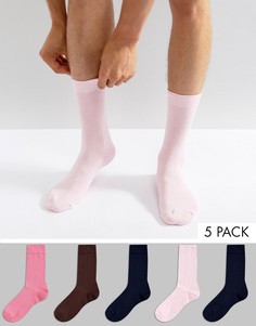5 пар носков (темно-синие, розовые) ASOS - Мульти