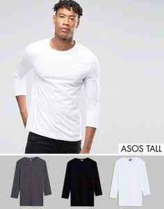 3 футболки длиной 3/4 ASOS TALL - СКИДКА - Мульти