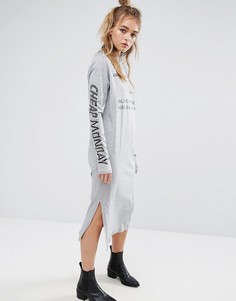 Серое меланжевое платье с принтом Cheap Monday - Серый