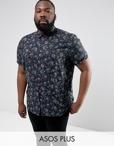 Рубашка классического кроя с цветочным принтом ASOS PLUS - Черный