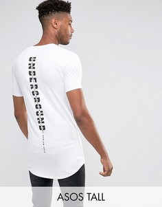 Обтягивающая длинная футболка с принтом ASOS TALL - Белый