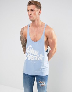 Синяя майка-борцовка с текстовым принтом ASOS - Синий