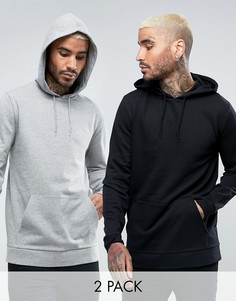 2 длинных худи (серый меланжевый, черный) ASOS - СКИДКА - Мульти