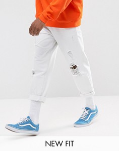 Белые джинсы с рваной отделкой ASOS - Белый
