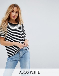 Полосатая футболка с отворотами на рукавах ASOS PETITE - Мульти