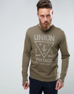 Свитшот с выбеленным принтом Jack &amp; Jones Vintage - Зеленый