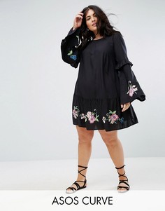 Платье мини с вышивкой ASOS CURVE ULTIMATE - Черный