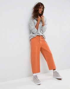 Оранжевые укороченные джинсы с контрастной строчкой ASOS - Оранжевый
