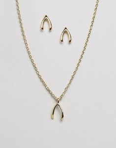 Подарочный набор с ожерельем и серьгами Orelia - Золотой