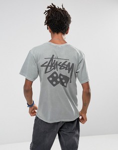 Серая футболка с принтом Stussy - Серый