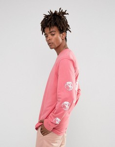 Розовый лонгслив с надписью Stock World на спине Stussy - Розовый