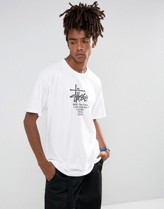 Белая футболка с принтом Stussy - Белый