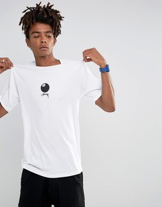 Белая футболка с принтом бильярдного шара номер 8 на груди Stussy - Белый