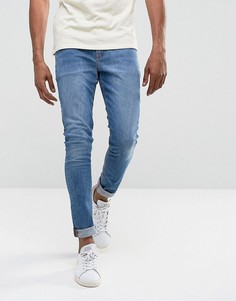 Синие выбеленные супероблегающие джинсы из денима плотностью 12,5 унции ASOS - Синий