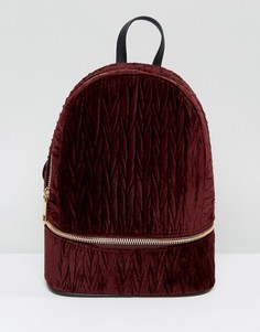 Рюкзак из мятого бархата с застежкой на молнии ASOS - Красный