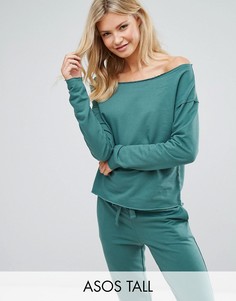 Свитшот с открытыми плечами и необработанными краями ASOS TALL - Зеленый