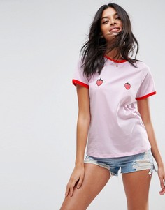 Футболка с принтом Cute Bust ASOS - Розовый