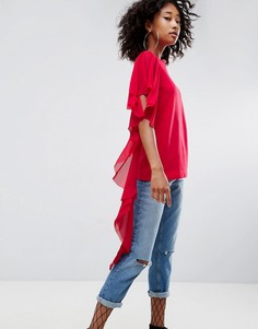 Футболка с тканой оборкой ASOS - Красный