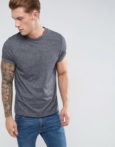 Темно-синяя футболка из плотного трикотажа с отворотами на рукавах ASOS - Темно-синий