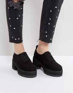 Массивные туфли на каблуке со шнуровкой ASOS OMEGA - Черный