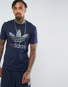 Темно-синяя футболка с логотипом-трилистником adidas Originals BQ7927 - Темно-синий