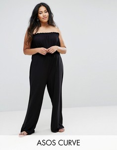 Трикотажный комбинезон‑бандо с широкими штанинами ASOS CURVE - Черный