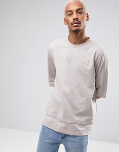 Бежевая oversize-футболка с двойным низом Puma эксклюзивно для ASOS - Серый