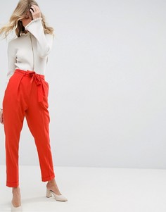 Тканые широкие брюки с поясом-оби ASOS - Красный