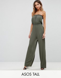 Трикотажный комбинезон‑бандо с широкими штанинами ASOS TALL - Зеленый