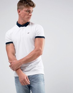 Белое узкое поло из пике Hollister - Белый