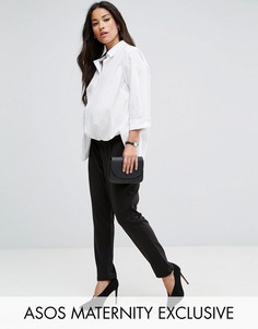 Широкие брюки из понте со складками ASOS Maternity - Черный
