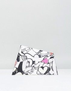 Сумка-клатч с принтом в стиле граффити ASOS - Белый