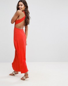 Платье макси из сжатой ткани с открытой спиной ASOS - Красный