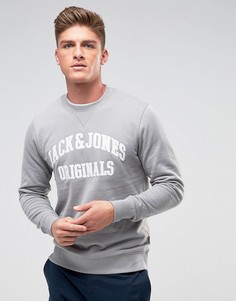 Свитшот с вышитым логотипом Jack &amp; Jones Originals - Серый