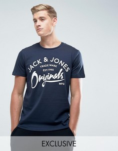 Футболка с принтом Jack &amp; Jones Originals - Темно-синий