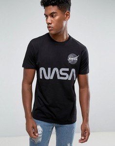 Темно-синяя футболка со светоотражающим принтом Nasa Alpha Industries - Темно-синий