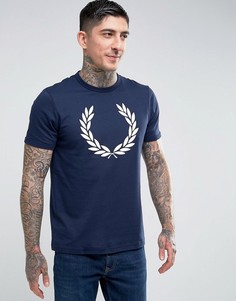 Темно-синяя футболка слим с принтом лаврового венка Fred Perry - Темно-синий