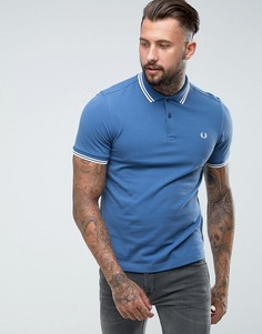 Темно-синее поло узкого кроя с отделкой Fred Perry - Темно-синий