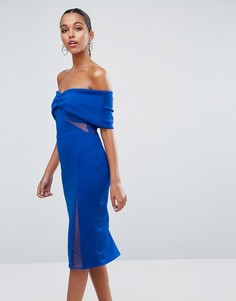 Облегающее платье миди с открытыми плечами ASOS - Синий