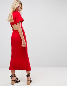 Чайное платье макси с открытой спиной - Красный Asos