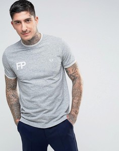 Серая меланжевая узкая футболка из пике с аппликацией FP Fred Perry - Серый
