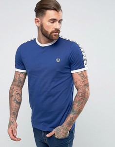 Темно-синяя футболка узкого кроя с лентой на рукавах Fred Perry Sports Authentic - Темно-синий