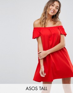 Платье мини с открытыми плечами ASOS TALL - Красный