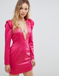 Свободное платье с вырезом и отделкой на плечах Glamorous - Розовый